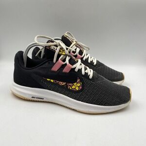 Nike‎ Downshifter Run Fast Shoes Womens Size 7.5 Black Floral Running BQ9263-001